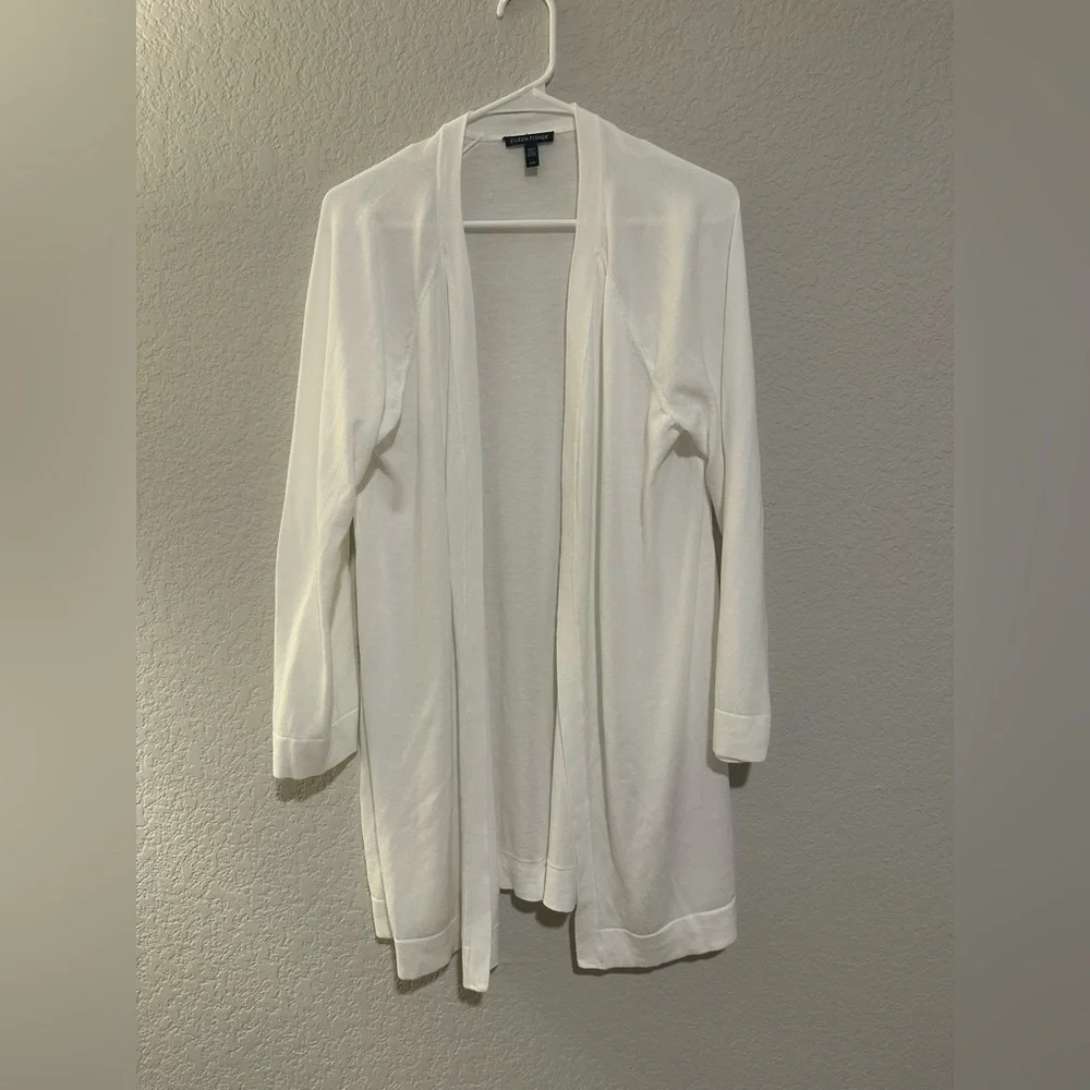 Eileen Fisher, white, long open cardigan - Picture 2 of 12